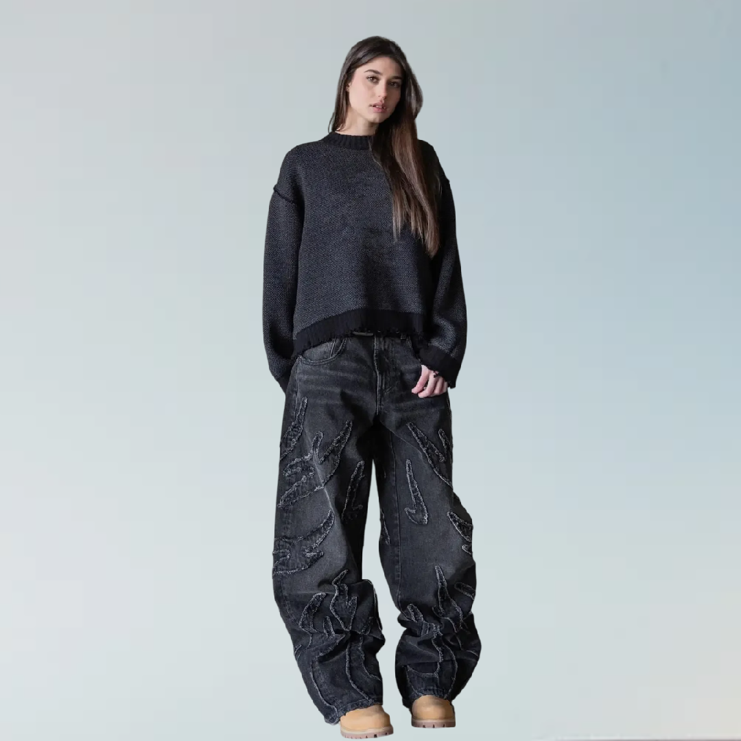 Patched Baggy Jeans
