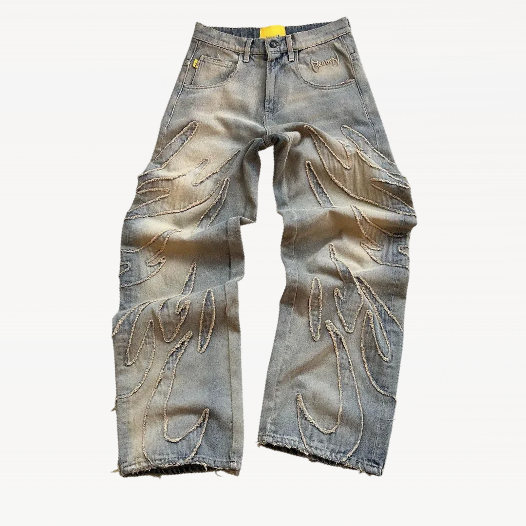 Patched Baggy Jeans
