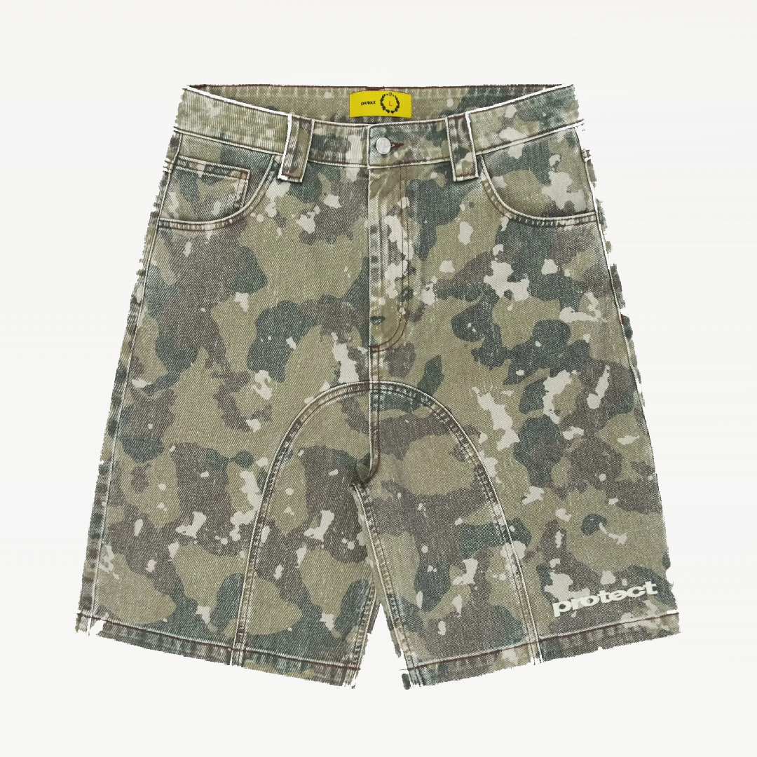 Camouflage Denim Shorts