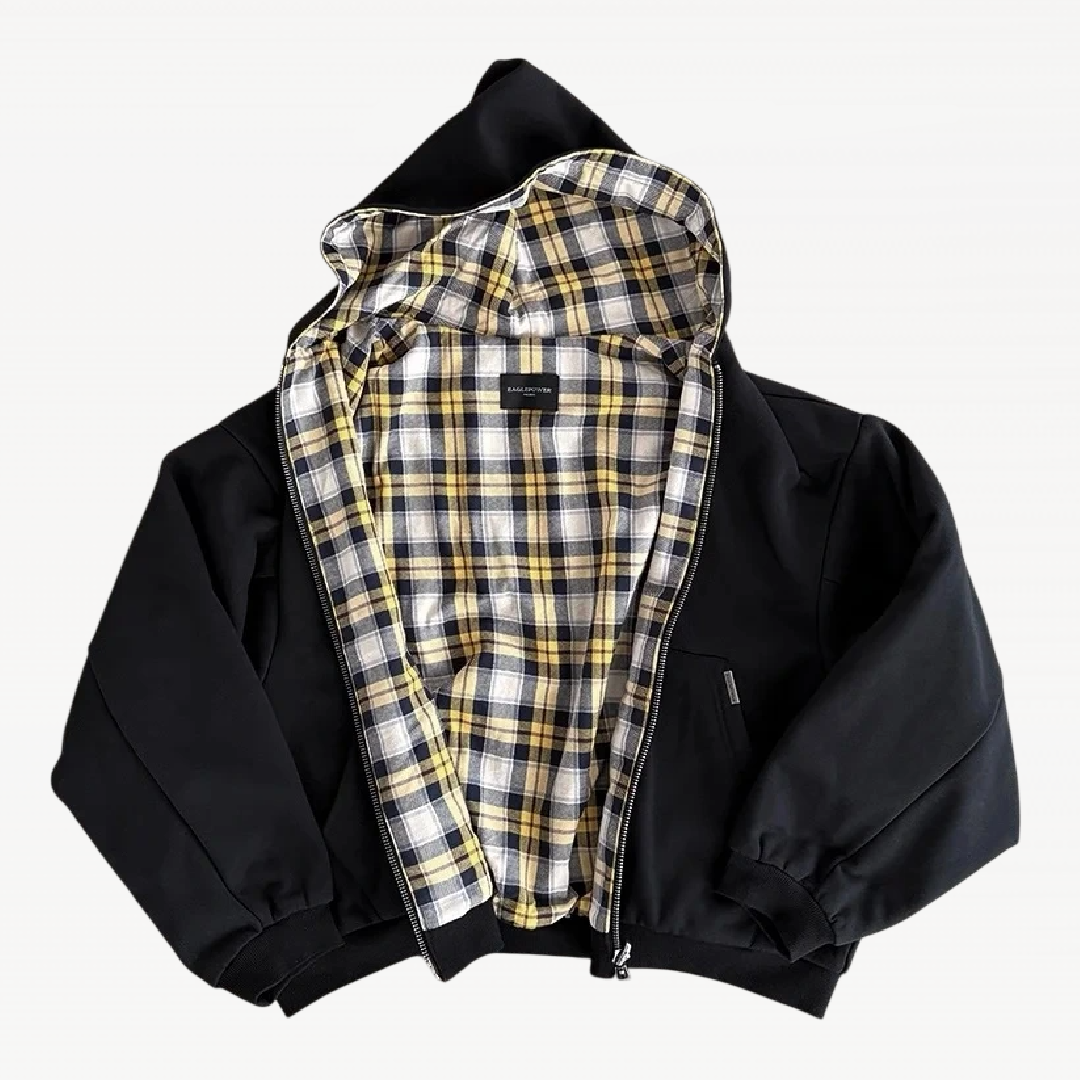 Double-Sided Black Zip Up Hoodie