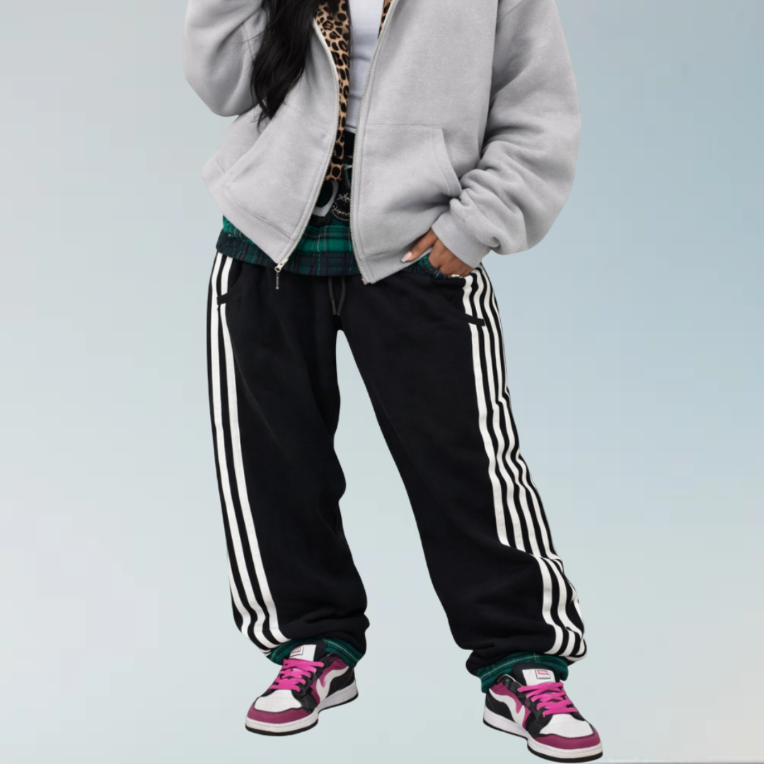 Striped Double Waist Sweatpants