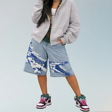 Blue Crocodile Denim Shorts