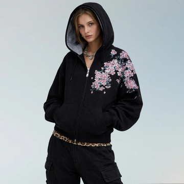 Flowers Zip Up Hoodie